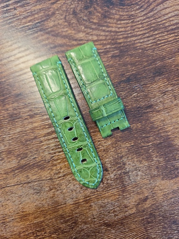 Panerai Watch XS 22mm OEM Green Alligator Strap for 20mm Deployment Buckle gallery
