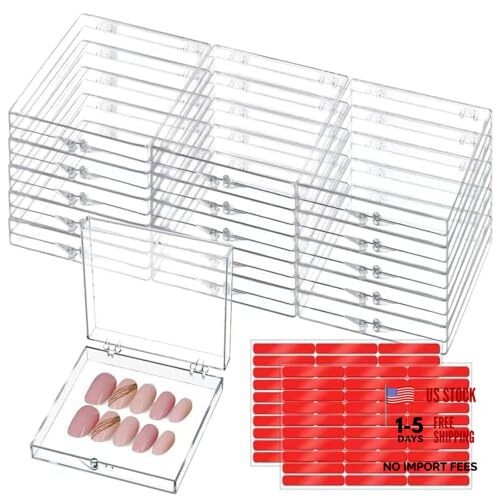 CloudTrip 15 Pcs Large (8 x 8cm) Press On Nail Packaging Storage Box and 60pcs