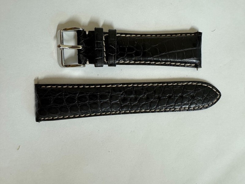 Men’s SWISS LEGEND Black Genuine Alligator band strap 23mm Made in USA
