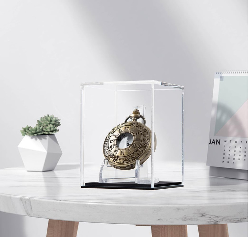 Pocket Watch Display Case Display Stand Cube Holder Clear Acrylic Box Protected gallery