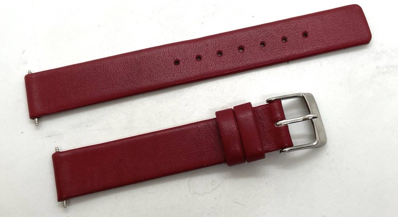 NEW WATCH BAND Genuine Leather Dark Brick Red 14mm Lugs Spring Bars Included