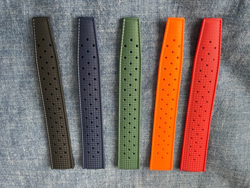 WISCASSET WATCH STRAPS Tropical Rubber Vintage Diver Watch Strap