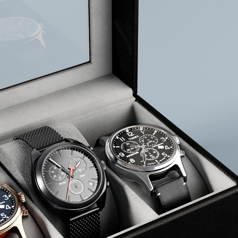 Watch Box, 6 Slot Mens Watch Case, Watch Storage Holder Organizer, Watch Display gallery