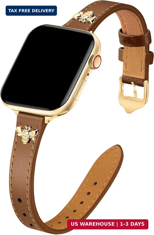JR.DM Slim Leather Bands Compatible with Apple Watch Band 38mm 40mm 41mm 42mm 44