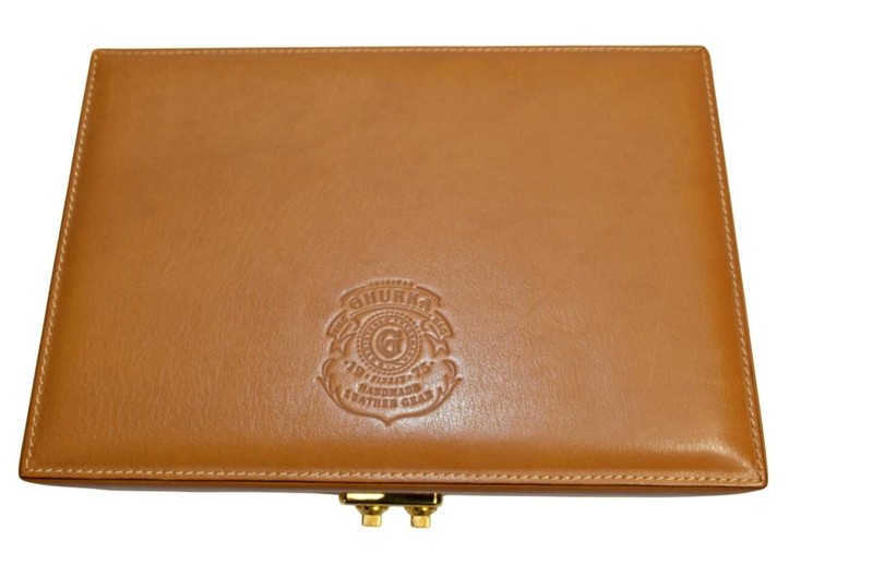 $2850 New Ghurka Timekeeper No. 213 Watch Box in Chestnut Leather, Made in Italy gallery