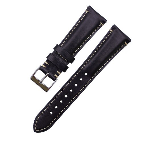 Glossy Genuine Leather Watch Band Strap Mens Vintage Cowhide Bracelet 20 22 24mm