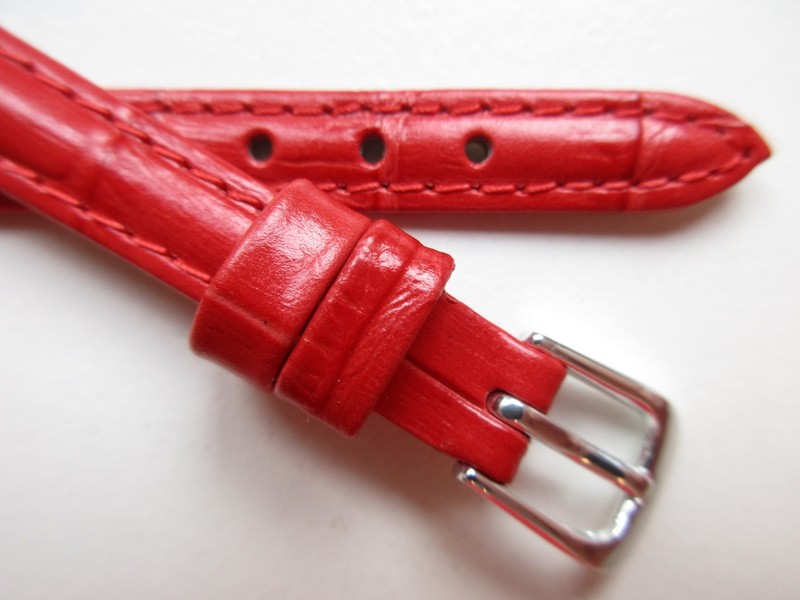 Rose Red Alligator print 10 MM leather watch band strap