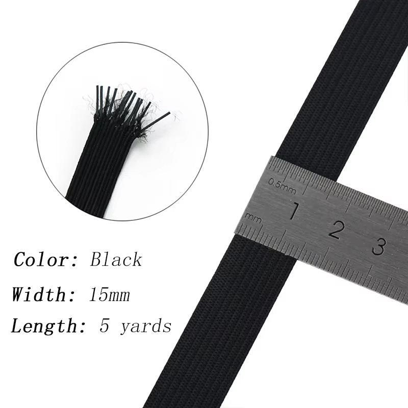 5Yards 15Mm/20Mm/30Mm/40Mm/50Mm White Black Nylon Highest Elastic Bands Garment