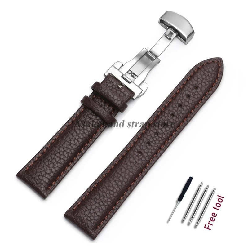 Calfskin Litchi Leather Watchband 16/19/21/24mm 18mm 20mm 22mm Watch Strap for M