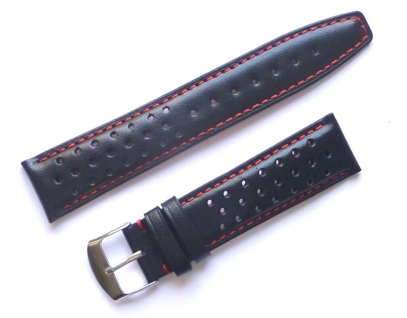 20mm & 22mm Perforated Sports Genuine Leather Watch Band Strap fits TAG Heuer
