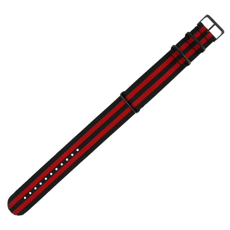 Nylon Watch Band One Piece Sport Red Black Stripe 20mm 22mm Weekender BLK BUCKLE gallery