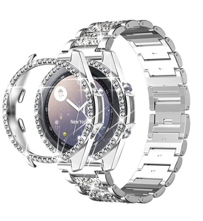 Bling Metal Watch Band + Diamond Case For Samsung Galaxy Watch 4 5 6 40mm 44mm gallery