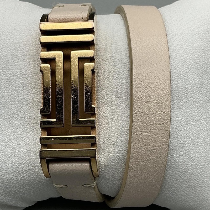 Tory Burch Fit Bit Case Womens Watch 15mm Gold Tone Case Beige Wrap Band