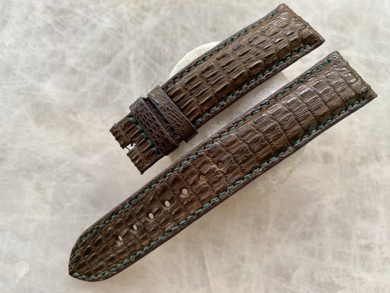 20mm/18mm Brown Alligator Crocodile Print Leather Watch Strap Band