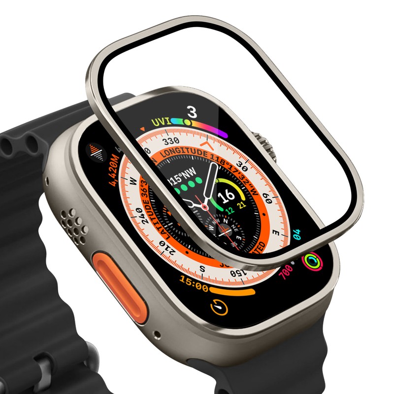 Aluminum Alloy Metal Tempered Film Screen Protector Case For Apple Watch 8 Ultra gallery