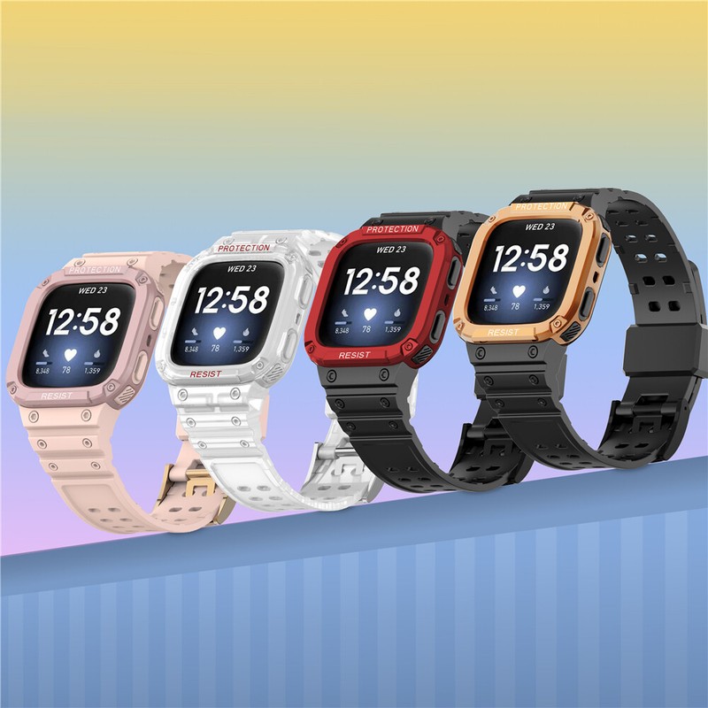 For Fitbit Versa 4/3/2/1 Versa Lite/Sense TPU Sport Band Strap + Rugged PC Case gallery