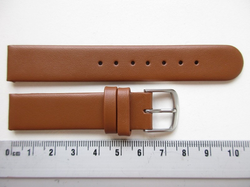 Tawny brown Untapered Unstitched 16 MM leather watch band strap – SHORT