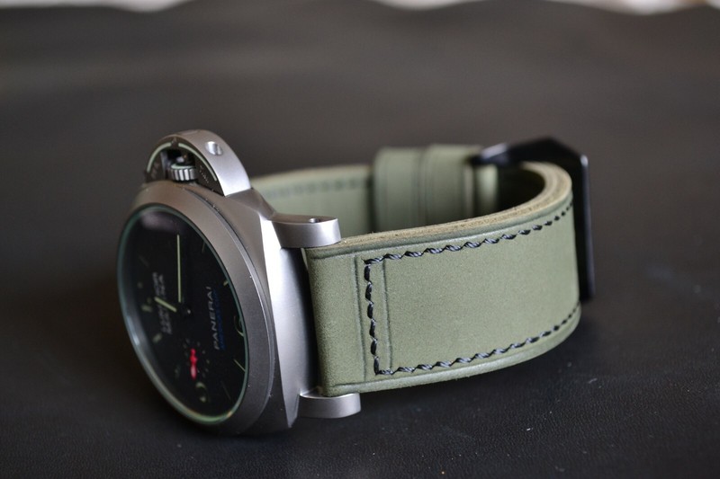 Leather Watch Band 22mm 24mm 26mm Handmade Soft Watch Strap Crazy Horse # PAM