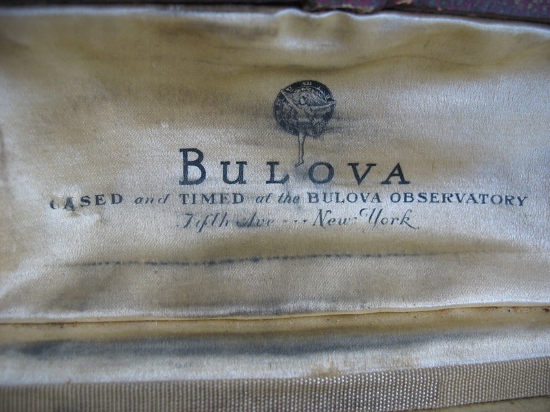 Old Original BULOVA watch box case Observatory Fifth Avenue NY