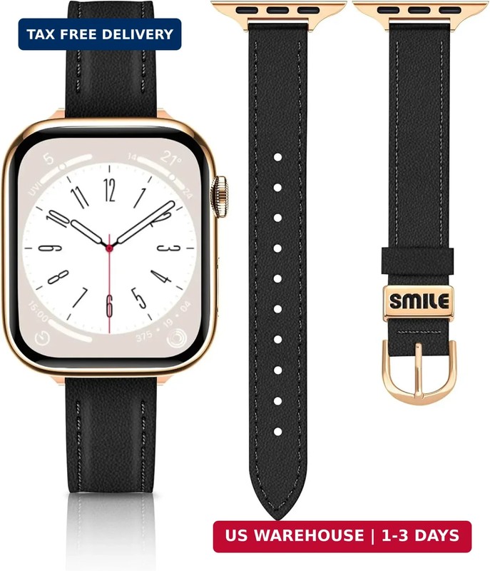 JR.DM Slim Leather Bands Compatible with Apple Watch Band 38mm 40mm 41mm 42mm 44