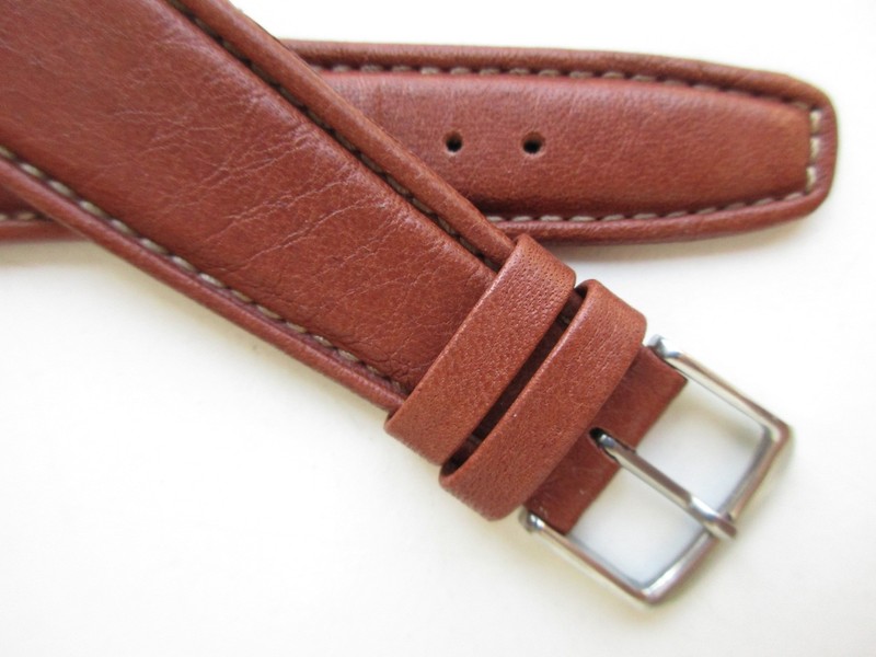 Dakota gingerbread brown Open end 22 MM padded leather watch band strap