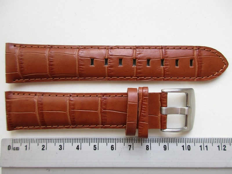 Tawny brown XL alligator print dress padded 22 MM leather watch band strap