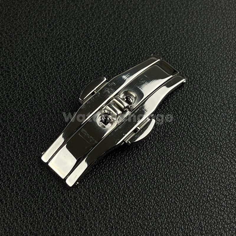Silver Double Push Button Butterfly Clasp Buckle For Watch Band Strap