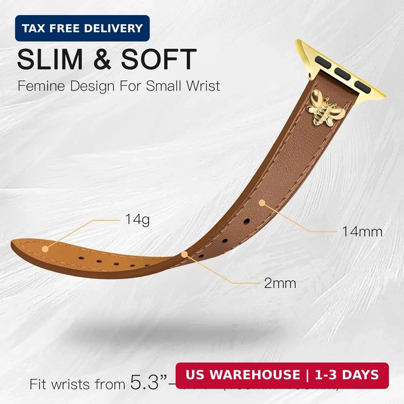 JR.DM Slim Leather Bands Compatible with Apple Watch Band 38mm 40mm 41mm 42mm 44 gallery