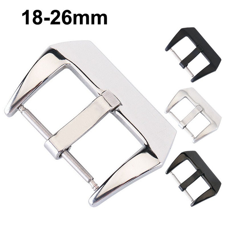 Glossy Brushed Metal Watch Strap Band Buckle 304 Stainless Steel Clasp 18mm-26mm