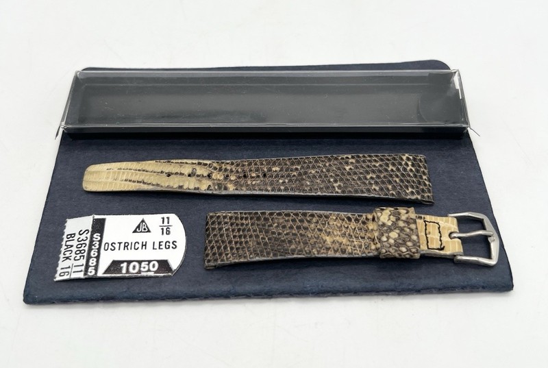 Vintage Snakeskin Watch Band Exotic Leather Strap Brown Black NOS 11/16