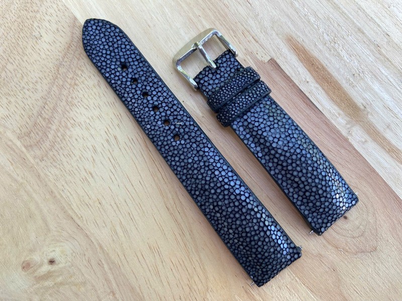 Black Stingray Leather Watch Strap Band, Size 18mm 19m 20mm 21mm 22mm 24mm 26mm gallery