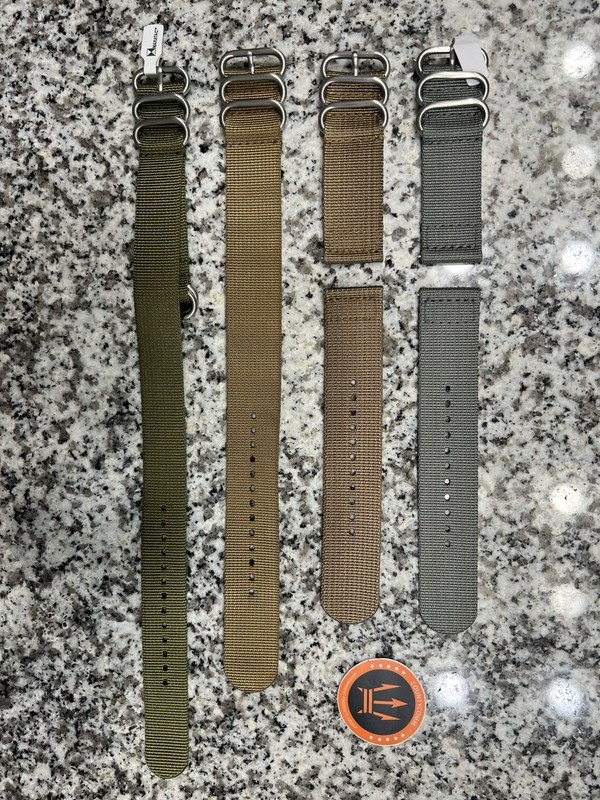 Lot Of 4 Maratac Watch Straps 20mm - Green and 24mm - Tan / Gray
