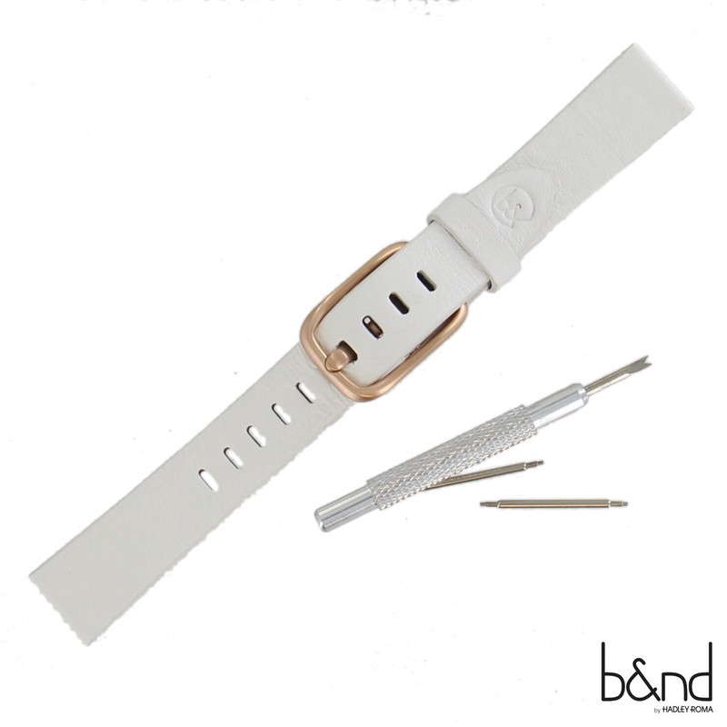 B&ND Hadley Roma BND200 Mode 16mm White Genuine Leather Strap Fits Smart Watch