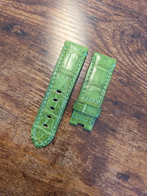 Panerai Watch XS 22mm OEM Green Alligator Strap for 20mm Deployment Buckle gallery