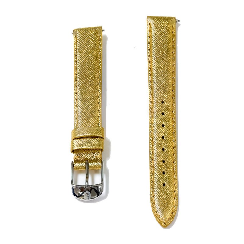 Michele Women’s 16mm Gold Leather Watch Band 301940502
