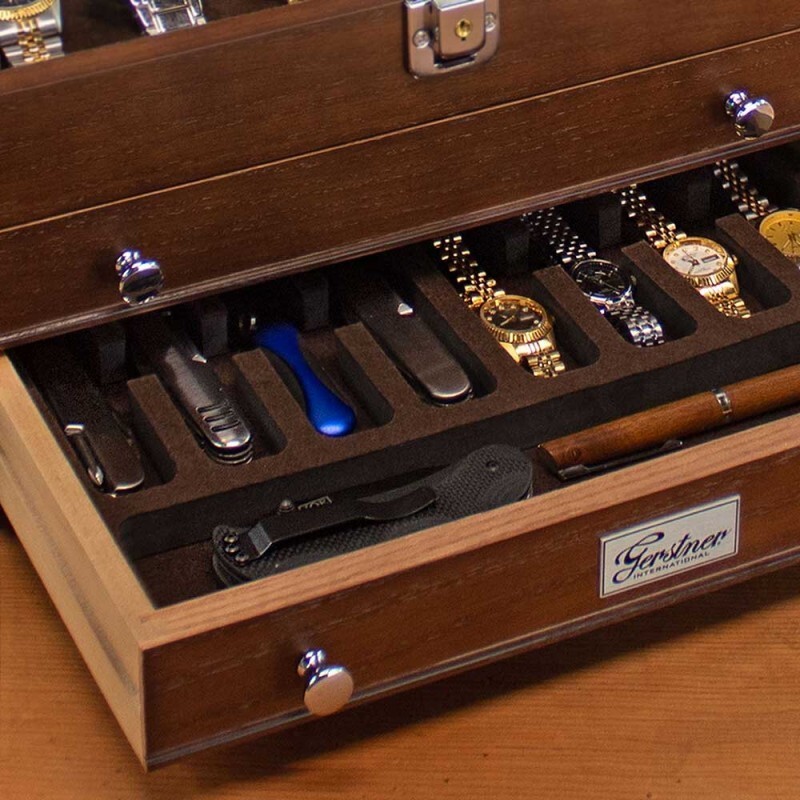 NEW ITEM! GI-T14-D Dark Oak 2 Drawer EDC Jewelry Box Case Gerstner International gallery