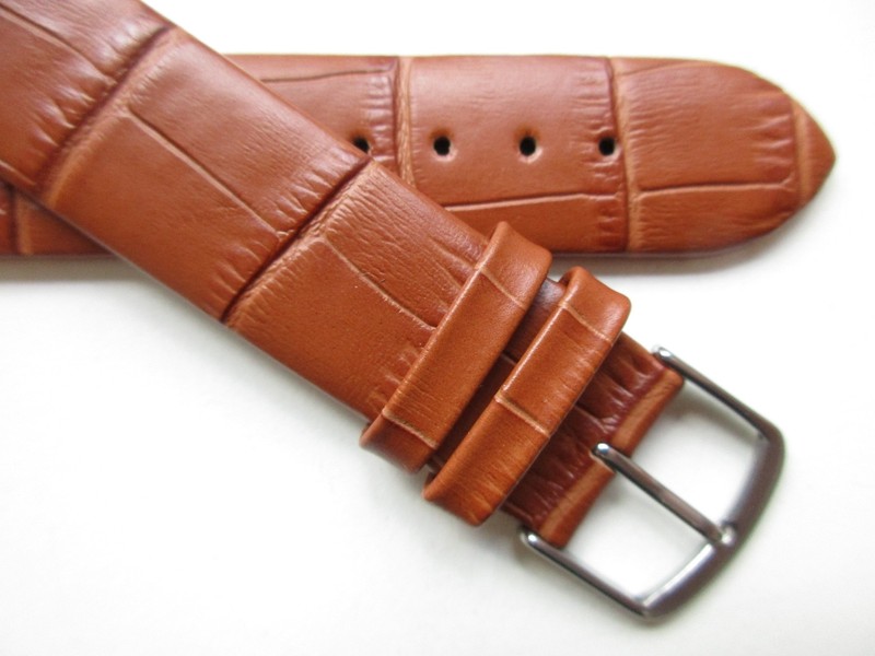 Tawny Brown alligator print 18 mm Untapered Unstitched leather watch band strap