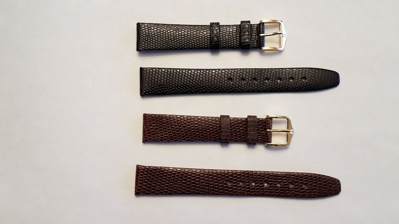 HIRSCH Genuine LIZARD BLACK or BROWN Watch Bands NOS MANY SIZES (7mm to 22mm)
