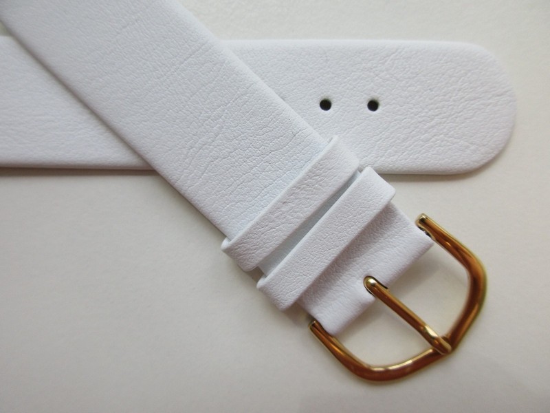 White plain Unstitched Untapered 20 MM leather watch band strap – G