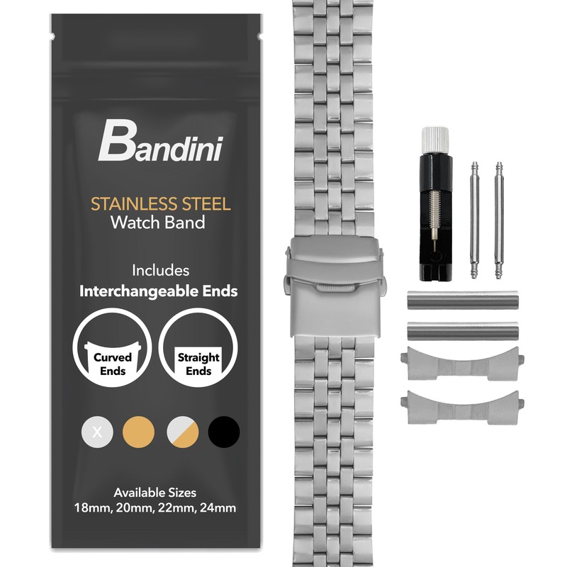 20mm Curved Tapered Steel Metal Watch Band for Bulova Marine Star