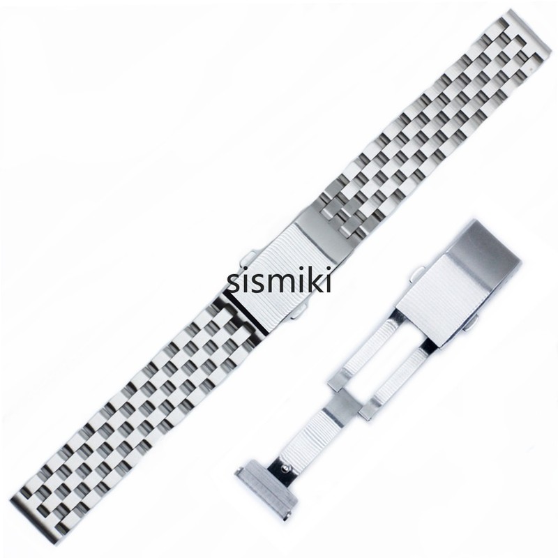 Extend Solid Clasp Button Buckle Stainless Steel Bracelet Watch Band Strap 18-22