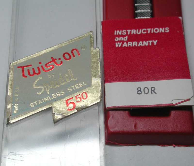NOS Antique Vintage Speidel Twist-on Stainless Steel Womens 80R 3.5mm ends gallery