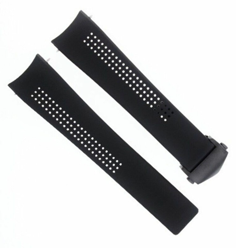 20MM RUBBER STRAP BAND FOR 42MM TAG HEUER AQUARACER CALIBRE 5 WAY211A BLACK