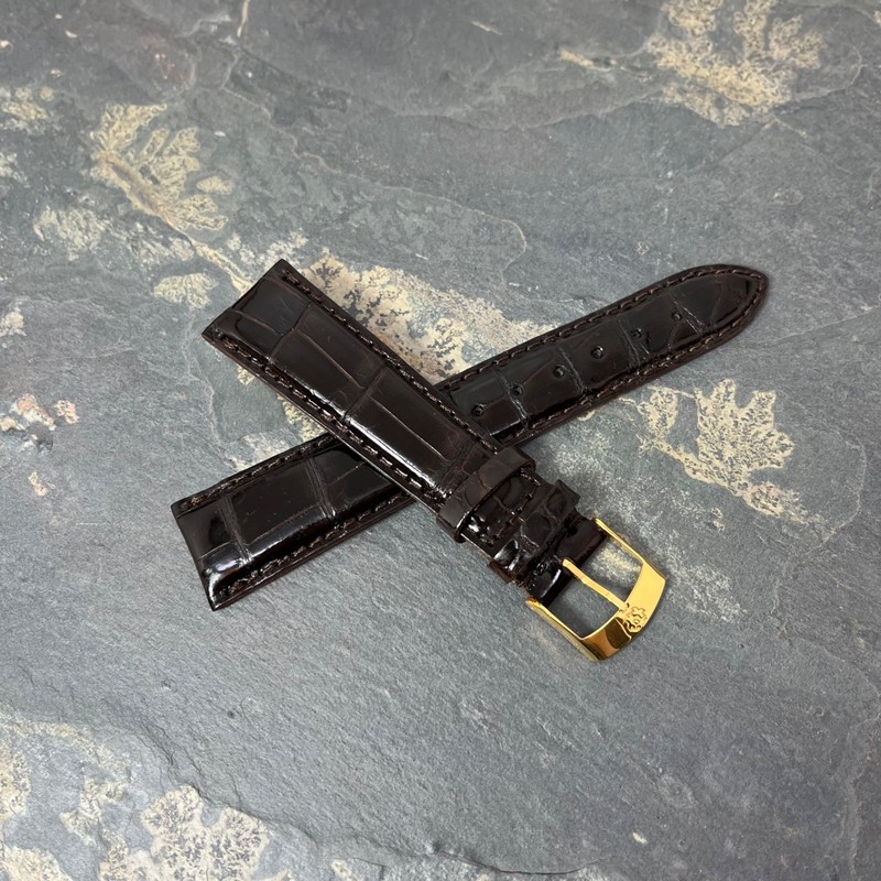 Genuine American Alligator Watch Band Strap Hand Crafted Italy 20mm Dark Brown