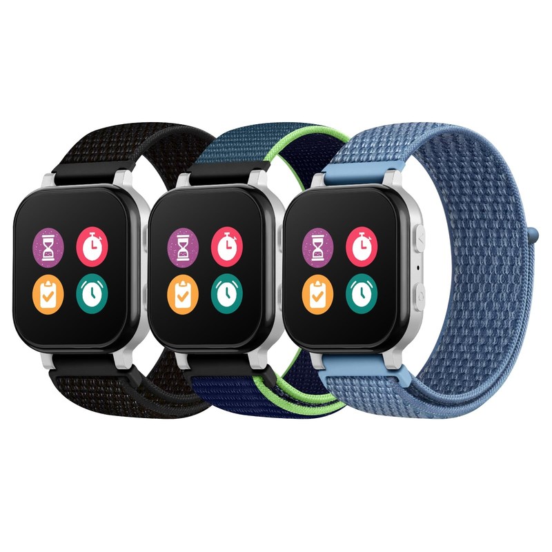 Butifacion 3 Pack Kids Nylon Bands Regular Size, Black/Blue/Deep Blue