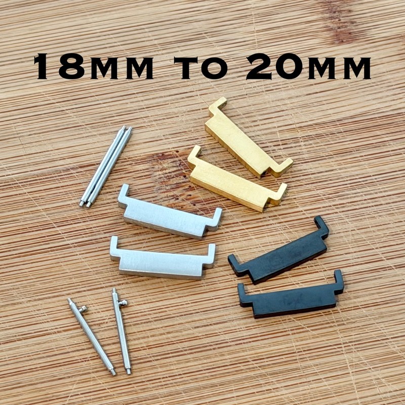20mm Strap Adapter for 18mm Watch Lugs Quick Release Stainless Steel Brushed Set