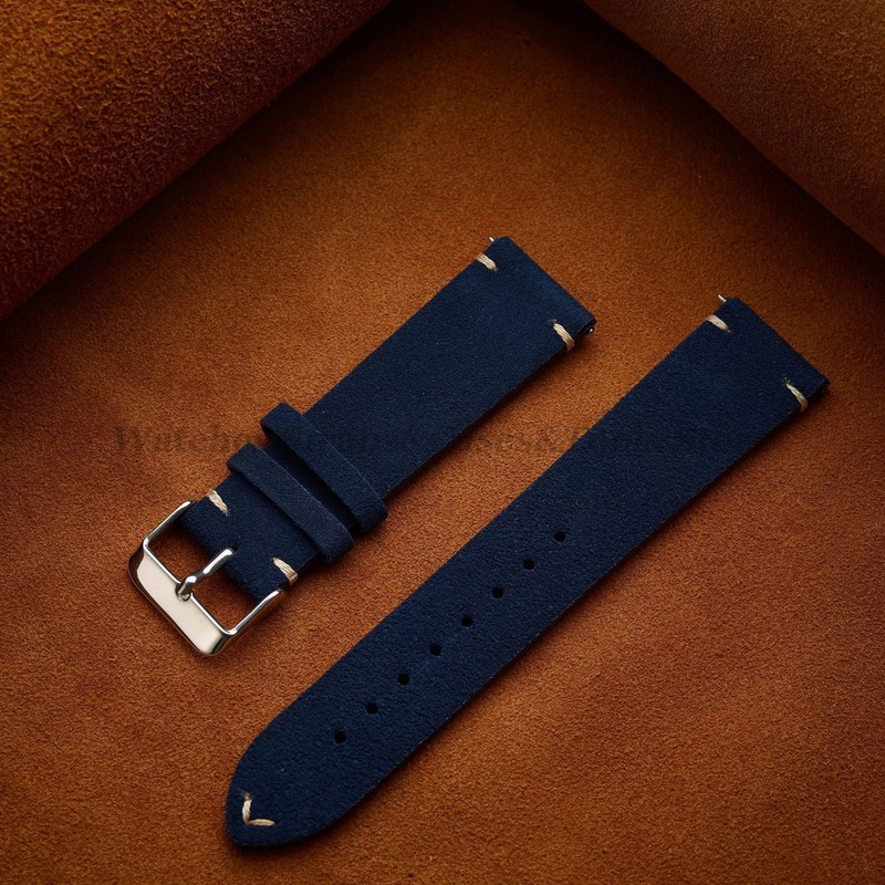 18 19 20 21 22 MM Soft Suede Leather Vintage Strap Watch Band Quick Release