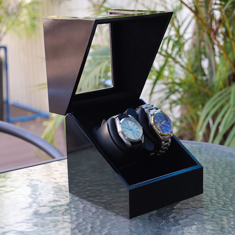 Automatic Rotation 2 Double Watch Winder Display Box Storage Case Organizer New gallery