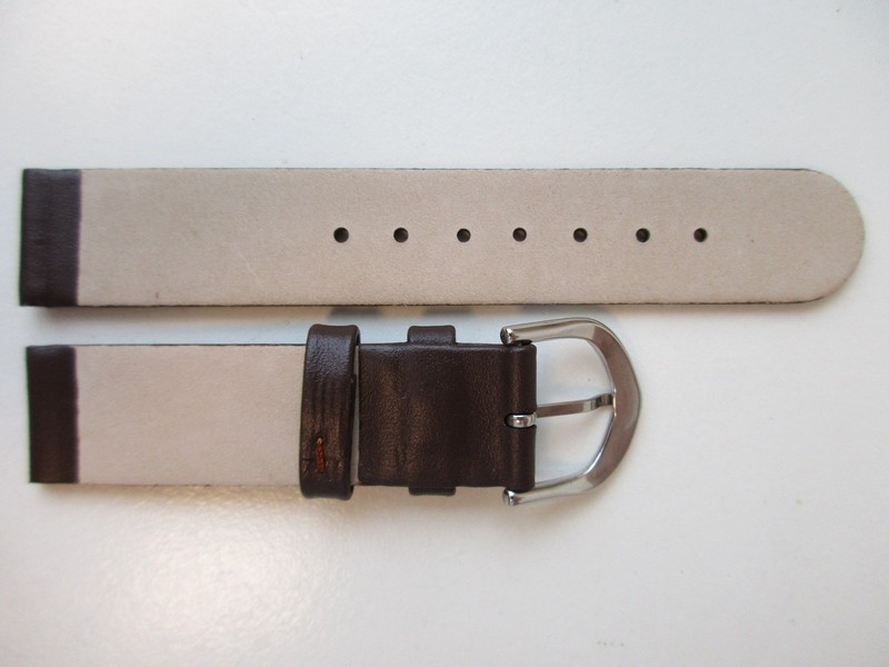 Brown unstitched untapered 16 MM leather watch band strap - SHORT gallery