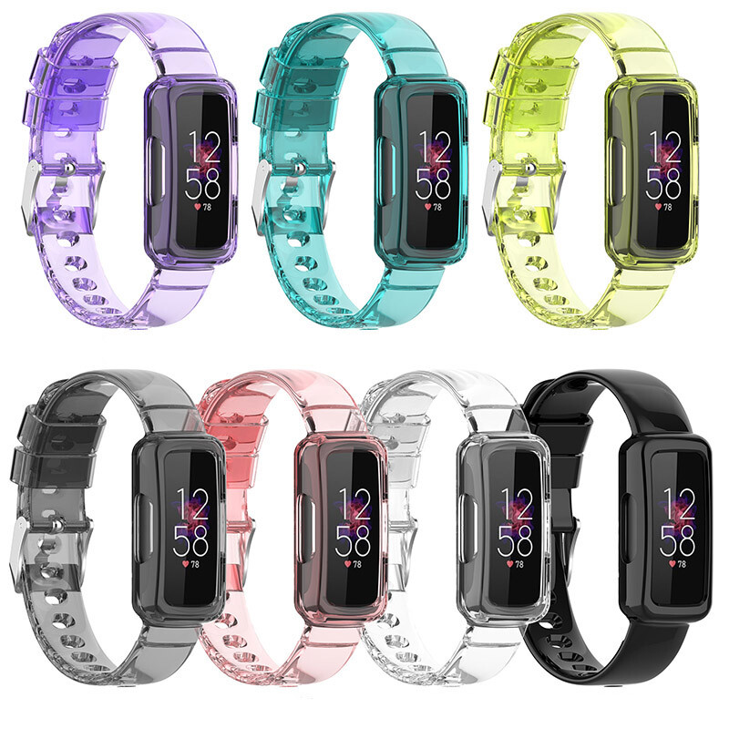 For Fitbit Inspire 3 Watch Band TPU Clear Sports Band Strap Bumper Case Protect